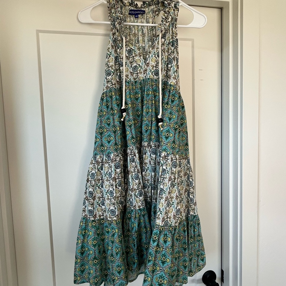 Floral Sleeveless Dress in Blue and White